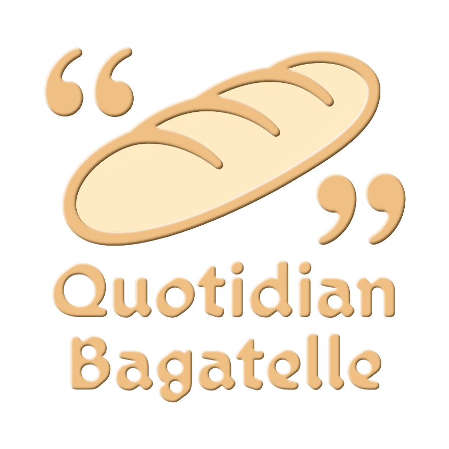 Logo for Quotidian Bagatelle with a baguette in quotes