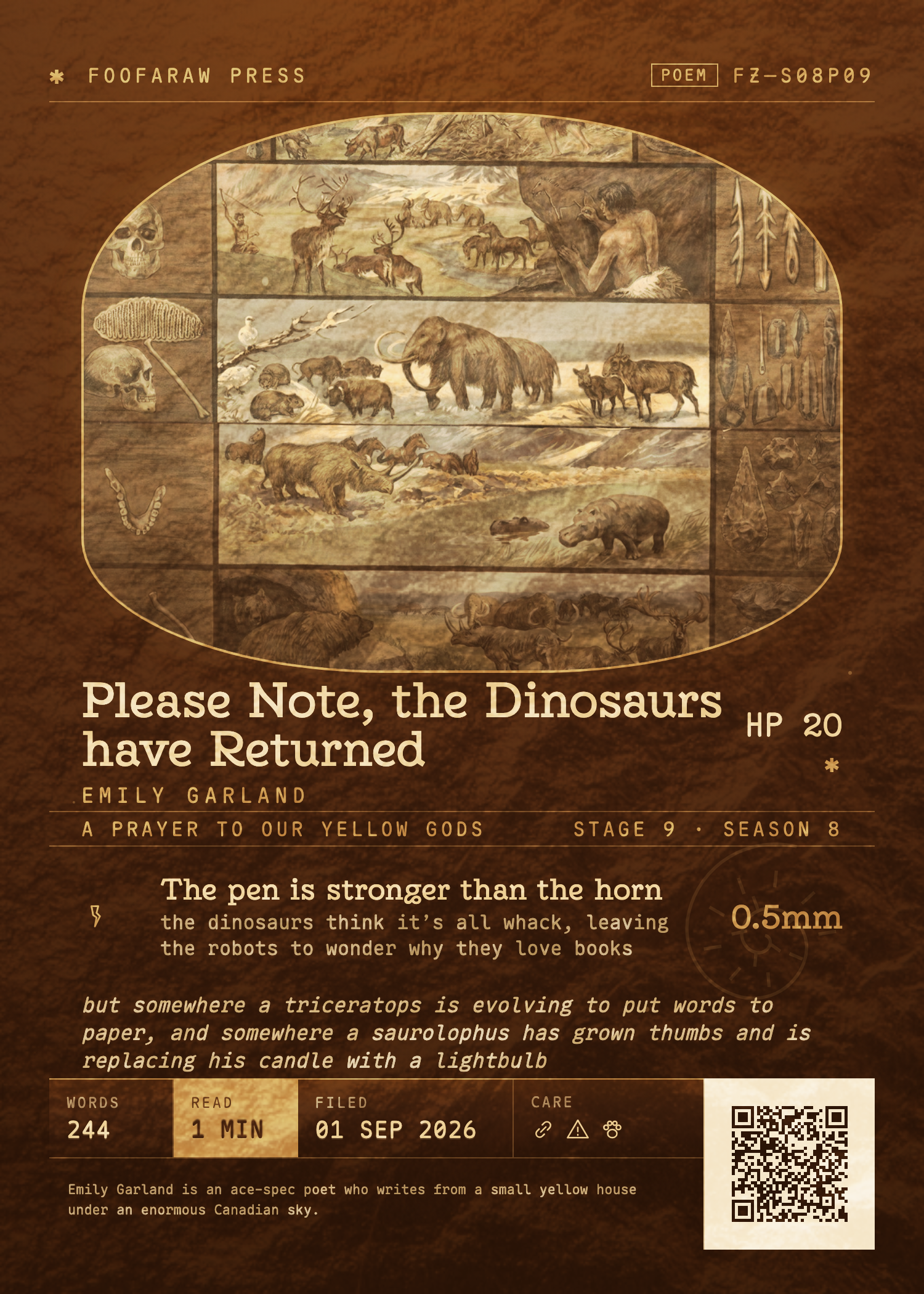 Please Note, the Dinosaurs have Returned — Amber edition